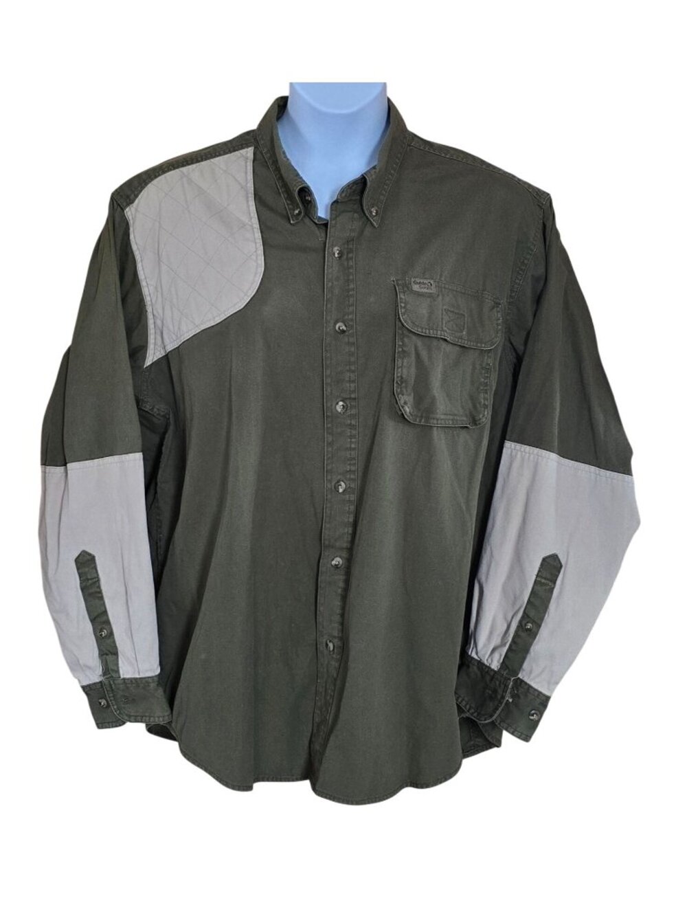 Button-Up Hunting Shirt Quilted Green & Gray Outdoors gorpcore granolagirl